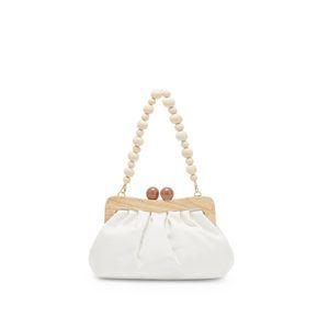 Dani Wood Frame Clutch, White :[